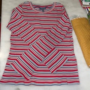 Cute red/blue striped long-sleeved ModCloth top